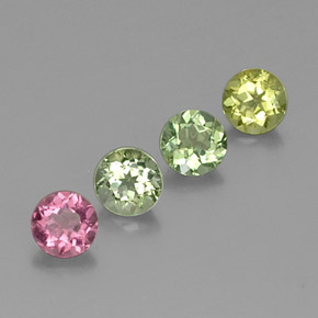 Gemas de turmalina multicolor natural de  ct, corte redondo, VVS-VS