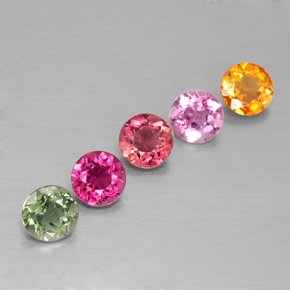 Gemas de turmalina multicolor natural de  ct, corte redondo, VS