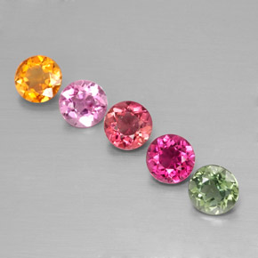 Gemas de turmalina multicolor natural de  ct, corte redondo, VS