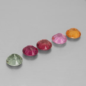 Gemas de turmalina multicolor natural de  ct, corte redondo, VS