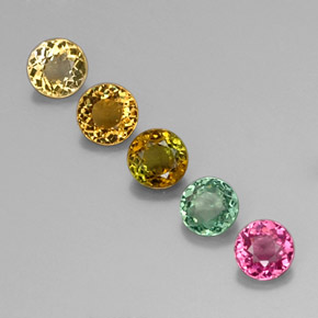 Gemas de turmalina multicolor natural de  ct, corte redondo, VVS-VS