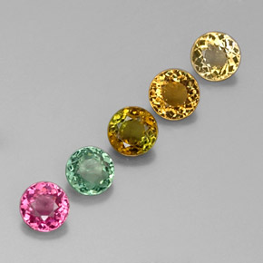 Gemas de turmalina multicolor natural de  ct, corte redondo, VVS-VS