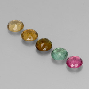 Gemas de turmalina multicolor natural de  ct, corte redondo, VVS-VS