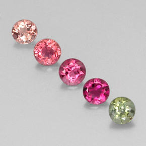 Gemas de turmalina multicolor natural de  ct, corte redondo, VVS-VS