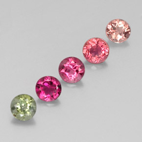 Gemas de turmalina multicolor natural de  ct, corte redondo, VVS-VS