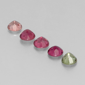 Gemas de turmalina multicolor natural de  ct, corte redondo, VVS-VS