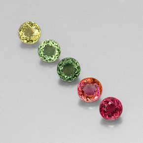 Gemas de turmalina multicolor natural de  ct, corte redondo, VVS-VS