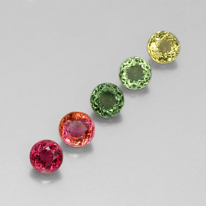 Gemas de turmalina multicolor natural de  ct, corte redondo, VVS-VS