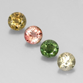Gemas de turmalina multicolor natural de  ct, corte redondo, VVS-VS