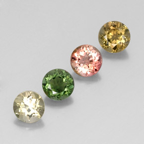 Gemas de turmalina multicolor natural de  ct, corte redondo, VVS-VS