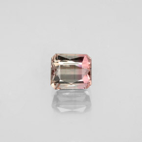 Turmalina bicolor natural de 0,73 ct, corte esmeralda, SI