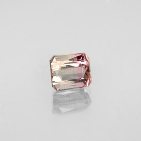 Turmalina bicolor natural de 0,73 ct, corte esmeralda, SI