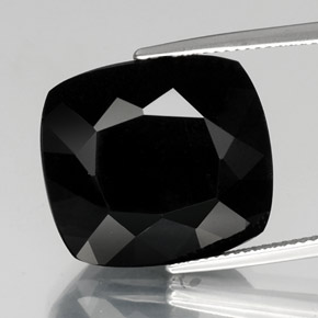 Turmalina negro natural de 26,13 ct, corte cojín, opaco