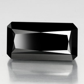 Turmalina negro natural de 38,90 ct, corte esmeralda, opaco