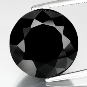 Turmalina negro natural de 12,90 ct, corte redondo, opaco