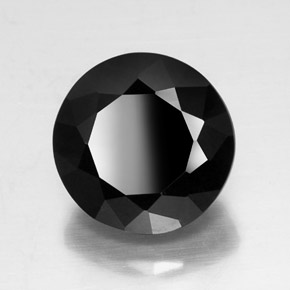 Turmalina negro natural de 11,90 ct, corte redondo, opaco