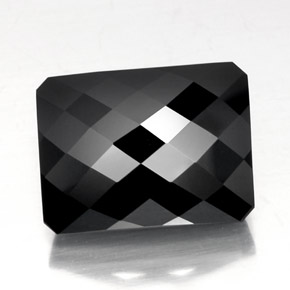 Turmalina negro natural de 31,26 ct, corte esmeralda, opaco