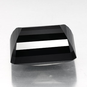 Turmalina negro natural de 31,26 ct, corte esmeralda, opaco