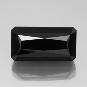 Turmalina negro natural de 40,08 ct, corte esmeralda, opaco