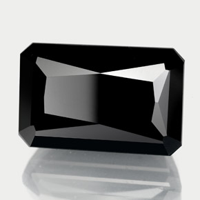 Turmalina negro natural de 14,50 ct, corte esmeralda, opaco