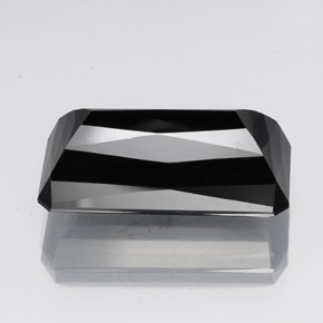 Turmalina negro natural de 30,20 ct, corte esmeralda, opaco