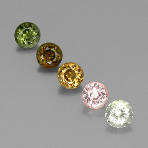Gemas de turmalina multicolor natural de  ct, corte redondo, VVS-VS