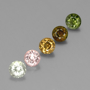 Gemas de turmalina multicolor natural de  ct, corte redondo, VVS-VS