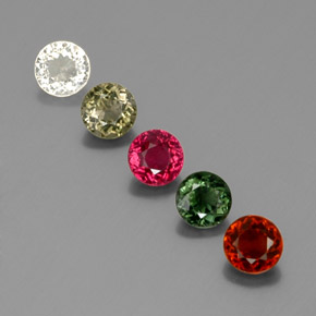 Gemas de turmalina multicolor natural de  ct, corte redondo, VVS-VS