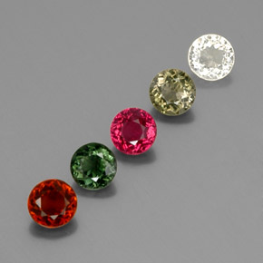 Gemas de turmalina multicolor natural de  ct, corte redondo, VVS-VS