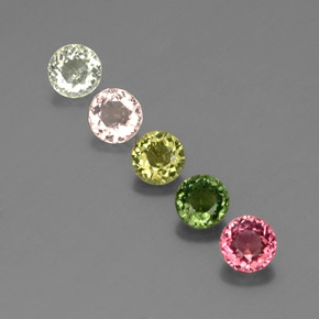 Gemas de turmalina multicolor natural de  ct, corte redondo, VVS