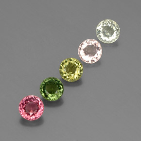 Gemas de turmalina multicolor natural de  ct, corte redondo, VVS