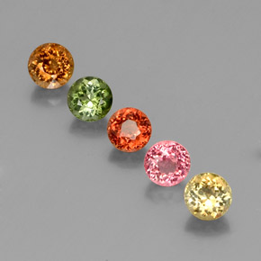 Gemas de turmalina multicolor natural de  ct, corte redondo, VVS-VS