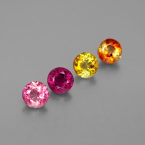 Gemas de turmalina multicolor natural de  ct, corte redondo, VS