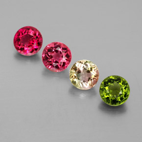 Gemas de turmalina multicolor natural de  ct, corte redondo, VS