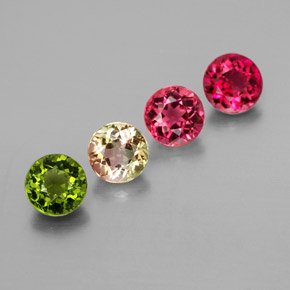 Gemas de turmalina multicolor natural de  ct, corte redondo, VS