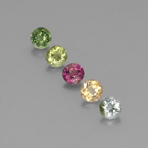 Gemas de turmalina multicolor natural de  ct, corte redondo, VS