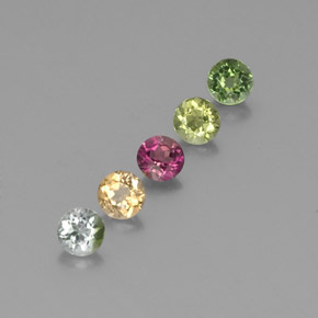 Gemas de turmalina multicolor natural de  ct, corte redondo, VS