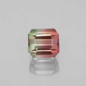 Turmalina bicolor natural de 1,50 ct, corte esmeralda, VS