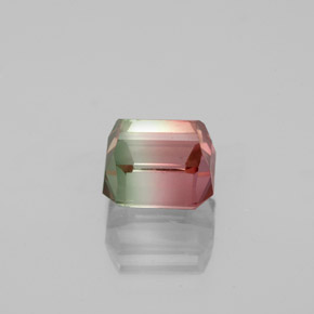 Turmalina bicolor natural de 1,50 ct, corte esmeralda, VS