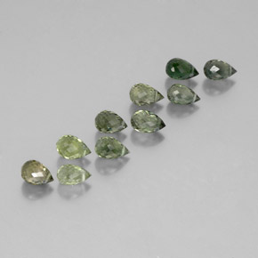 Gemas de Turmalina Verde salvia natural de 5.67 ct, Corte Briolette, VS