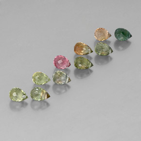 Gemas de turmalina multicolor natural de 5,94 ct, briolette, VS-SI