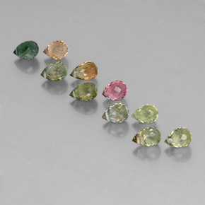 Gemas de turmalina multicolor natural de 5,94 ct, briolette, VS-SI