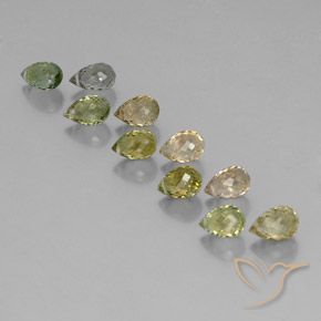 Gemas de Turmalina Multicolor natural de 5.68 ct, Corte Briolette, VS-SI
