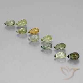 Gemas de Turmalina Multicolor natural de 6.13 ct, Corte Briolette, VS-SI