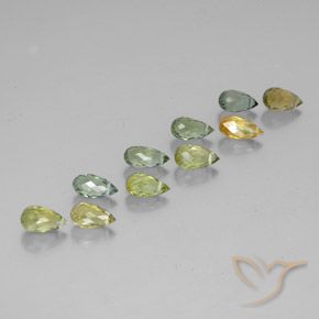 Gemas de Turmalina Multicolor natural de 5.85 ct, Corte Briolette, VS-SI