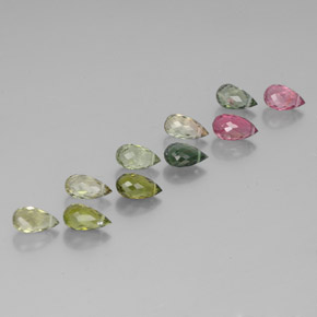 Gemas de turmalina multicolor natural de 7,04 ct, briolette, VS-SI