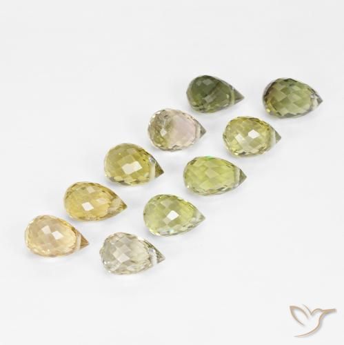 Gemas de Turmalina Multicolor natural de 6.53 ct, Corte Briolette, VS-SI
