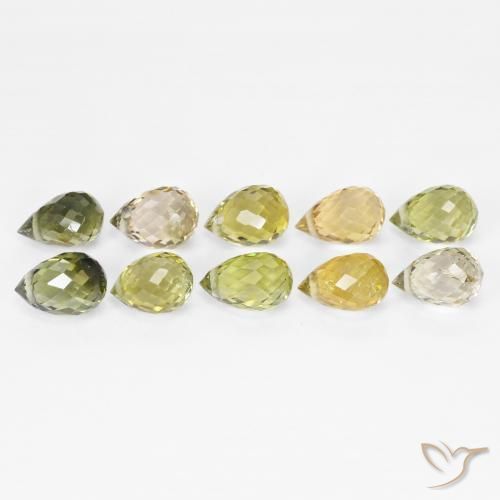 Gemas de Turmalina Multicolor natural de 6.53 ct, Corte Briolette, VS-SI