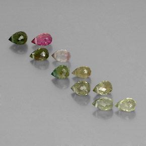 Gemas de turmalina multicolor natural de 3,71 ct, briolette, VS-SI