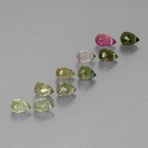 Gemas de turmalina multicolor natural de 3,71 ct, briolette, VS-SI